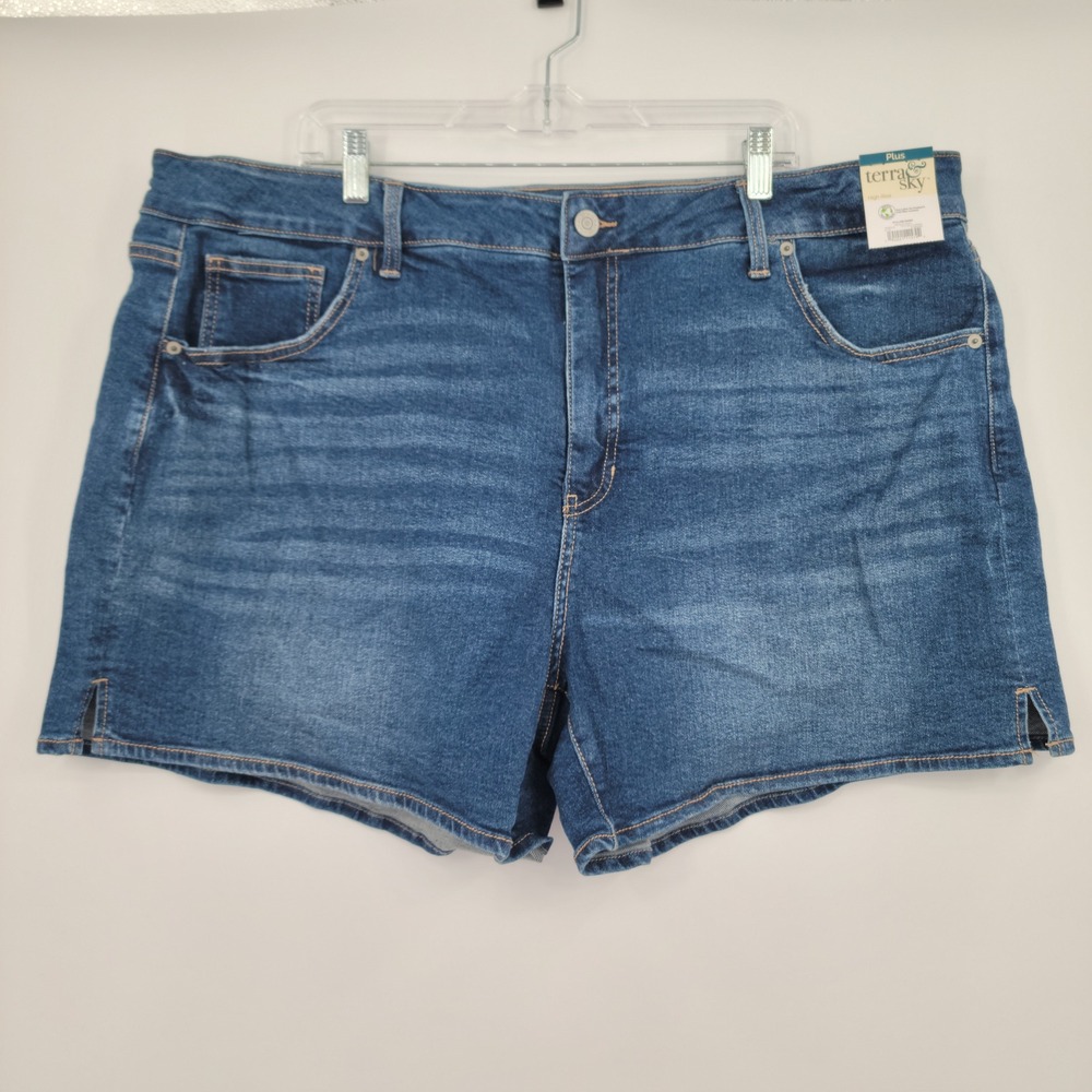 Terra & Sky Denim Jean Shorts Women 22W High Rise Stretch Casual Beach Cruise